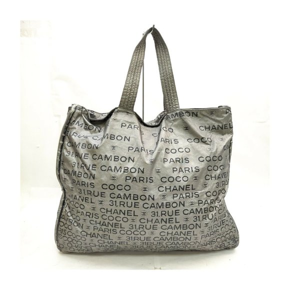 Chanel Metallic Grey Abstract Printed Nylon Accordion Flap Bag at 1stDibs